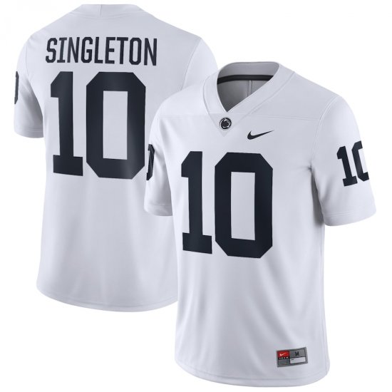 #10 Nicholas Singleton Penn State Football Men\'s White Jersey 425404-749