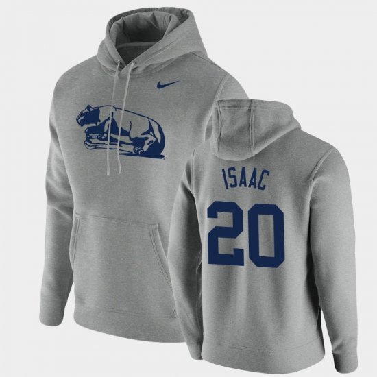 #20 Adisa Isaac Vintage School Logo Penn State Nittany Lions Pullover Men\'s Heathered Gray Hoodie 423744-801