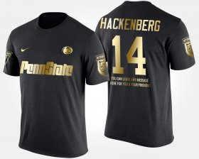 #14 Christian Hackenberg Gold Limited Penn State Short Sleeve With Message Men Black T-Shirt 556659-696