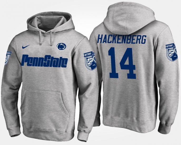 #14 Christian Hackenberg Name and Number PSU Men Gray Hoodie 603614-903