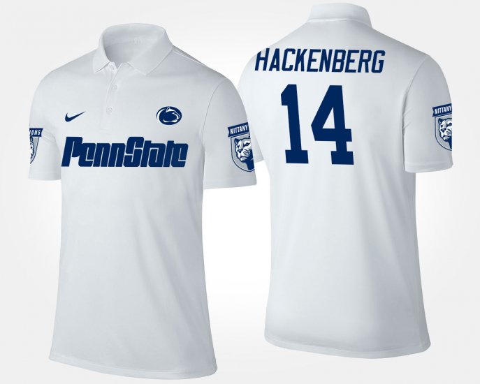 #14 Christian Hackenberg Name and Number PSU Men\'s White Polo 393888-453