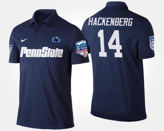 #14 Christian Hackenberg Bowl Game PSU Fiesta Bowl Name and Number Mens Navy Polo 655091-552