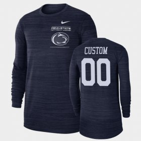 #00 Custom 2021 Sideline Velocity Nittany Lions Long Sleeve Men's Navy T-Shirt 565587-858