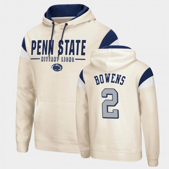 #2 Micah Bowens Fortress Nittany Lions Pullover Men\'s Cream Hoodie 346126-568