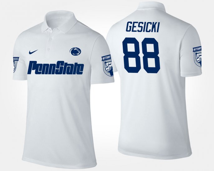 #88 Mike Gesicki Name and Number Penn State Nittany Lions Men White Polo 631014-418