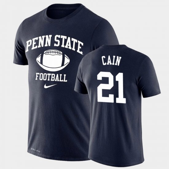 #21 Noah Cain Retro Football Penn State Nittany Lions Lockup Legend Performance Mens Navy T-Shirt 726059-416