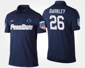 #26 Saquon Barkley Bowl Game Nittany Lions Fiesta Bowl Name and Number Men's Navy Polo 780615-975