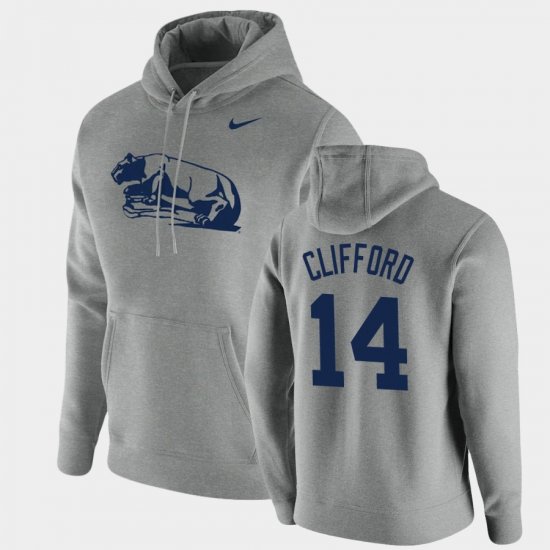 #14 Sean Clifford Vintage School Logo Penn State Nittany Lions Pullover Men\'s Heathered Gray Hoodie 925886-410