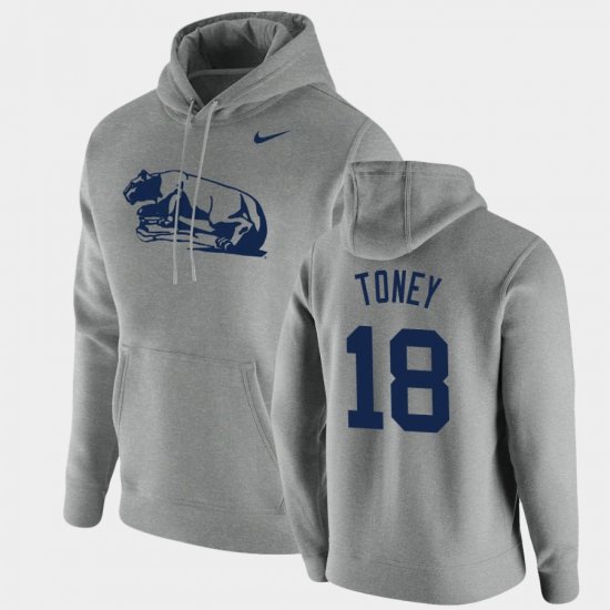 #18 Shaka Toney Vintage School Logo Nittany Lions Pullover Mens Heathered Gray Hoodie 516322-211