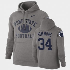 #34 Shane Simmons Retro Football PSU Pullover Men's Heathered Gray Hoodie 414332-524 #34 Shane Simmons Retro Football PSU Pullover Men's Heathered Gray Hoodie 414332-524