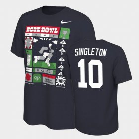 #10 Nicholas Singleton College Football Nittany Lions 2023 Rose Bowl Men's Navy T-Shirt 546485-916