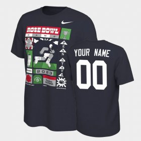 #00 Custom College Football Penn State Nittany Lions 2023 Rose Bowl Men's Navy T-Shirt 509341-599