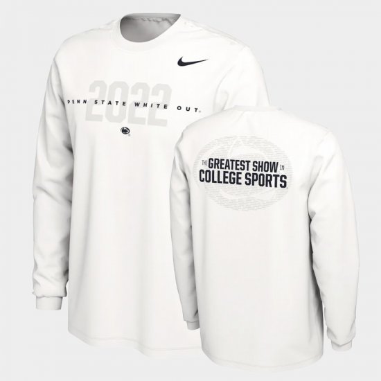 College Football Penn State 2022 Out Student Long Sleeve T-Shirt Mens White Jersey 244101-346