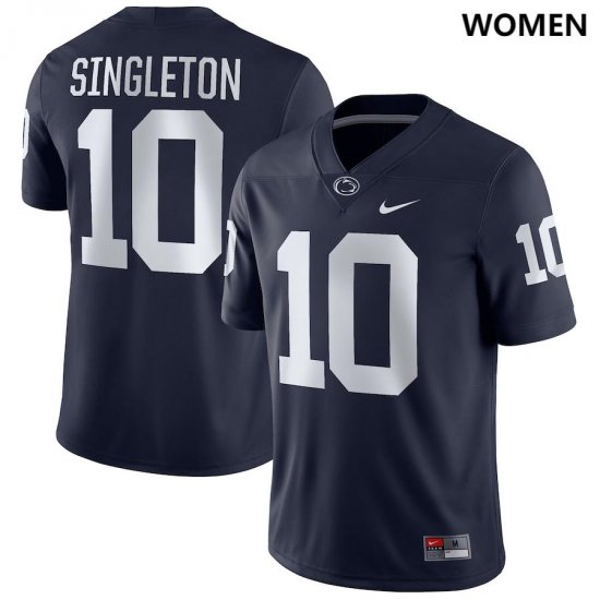 #10 Nicholas Singleton Penn State Nittany Lions Football Women\'s Navy Jersey 140416-451