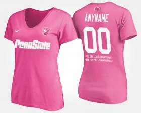 #00 Custom Name and Number Penn State Nittany Lions With Message Women Pink T-Shirt 368638-322