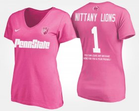 #1 Name and Number Penn State No.1 Short Sleeve With Message Women's Pink T-Shirt 380582-634