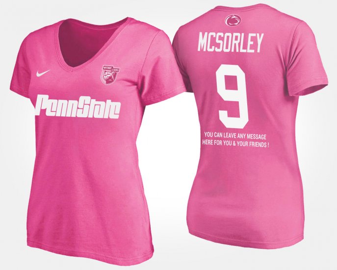 #9 Trace McSorley Name and Number PSU With Message Women\'s Pink T-Shirt 989629-590